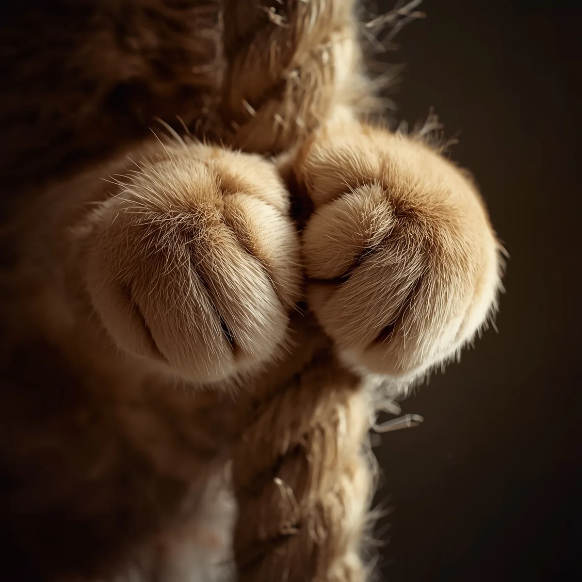 Paws scratching sisal on cat tree